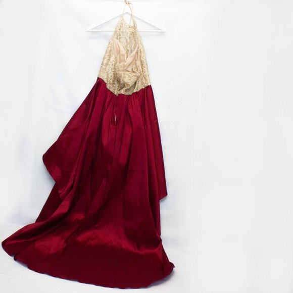 B. Darlin High Low Ruby Red Gold Metallic Dress - Picture 4 of 9